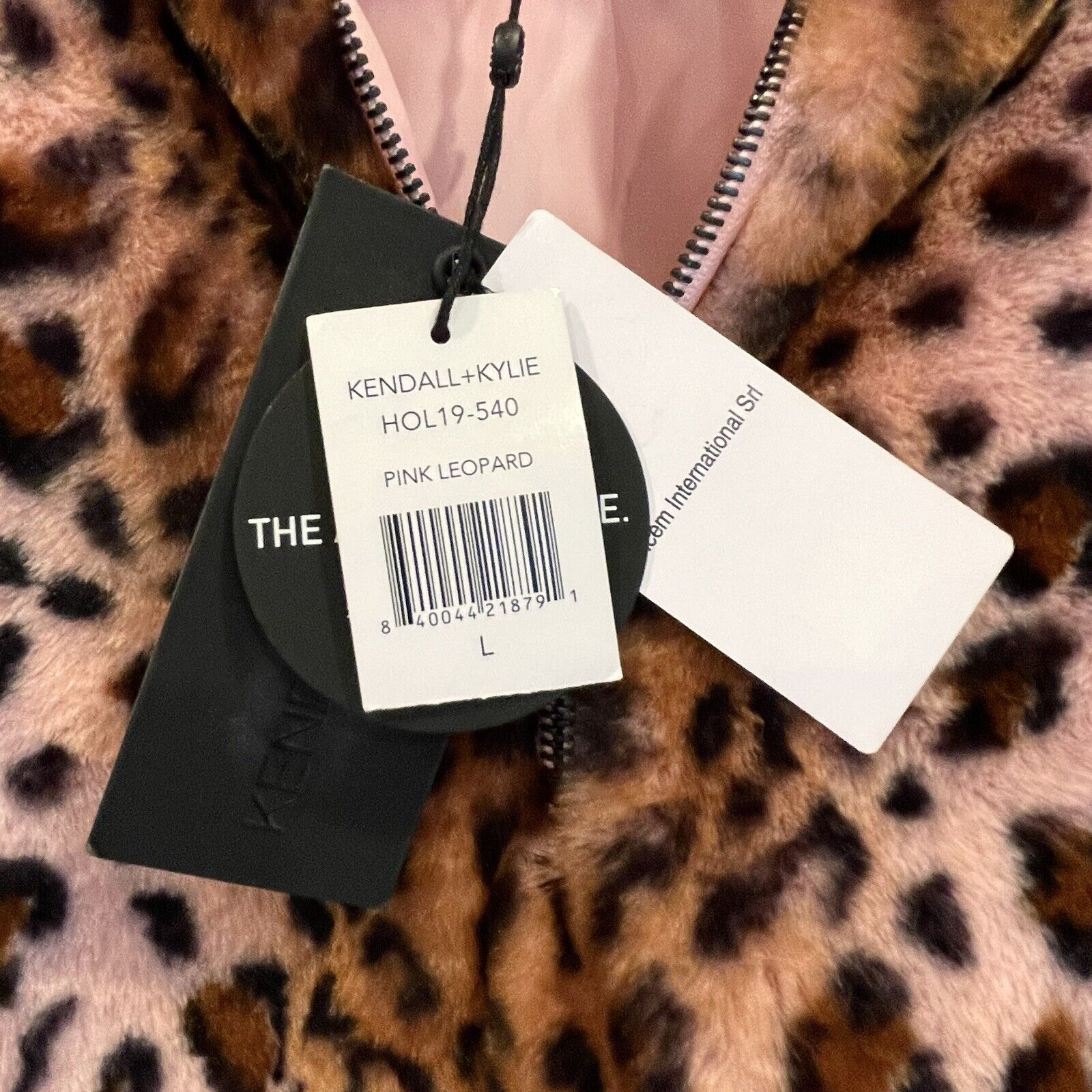 New KENDALL + KYLIE Faux Fur Boho Pink Leopard Animal Print Jacket Coat - Large