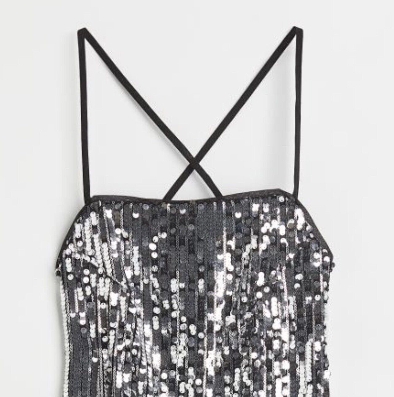 New Free People Silver Sequin Stretch Mini Cocktail Dress Party Gown -  Small