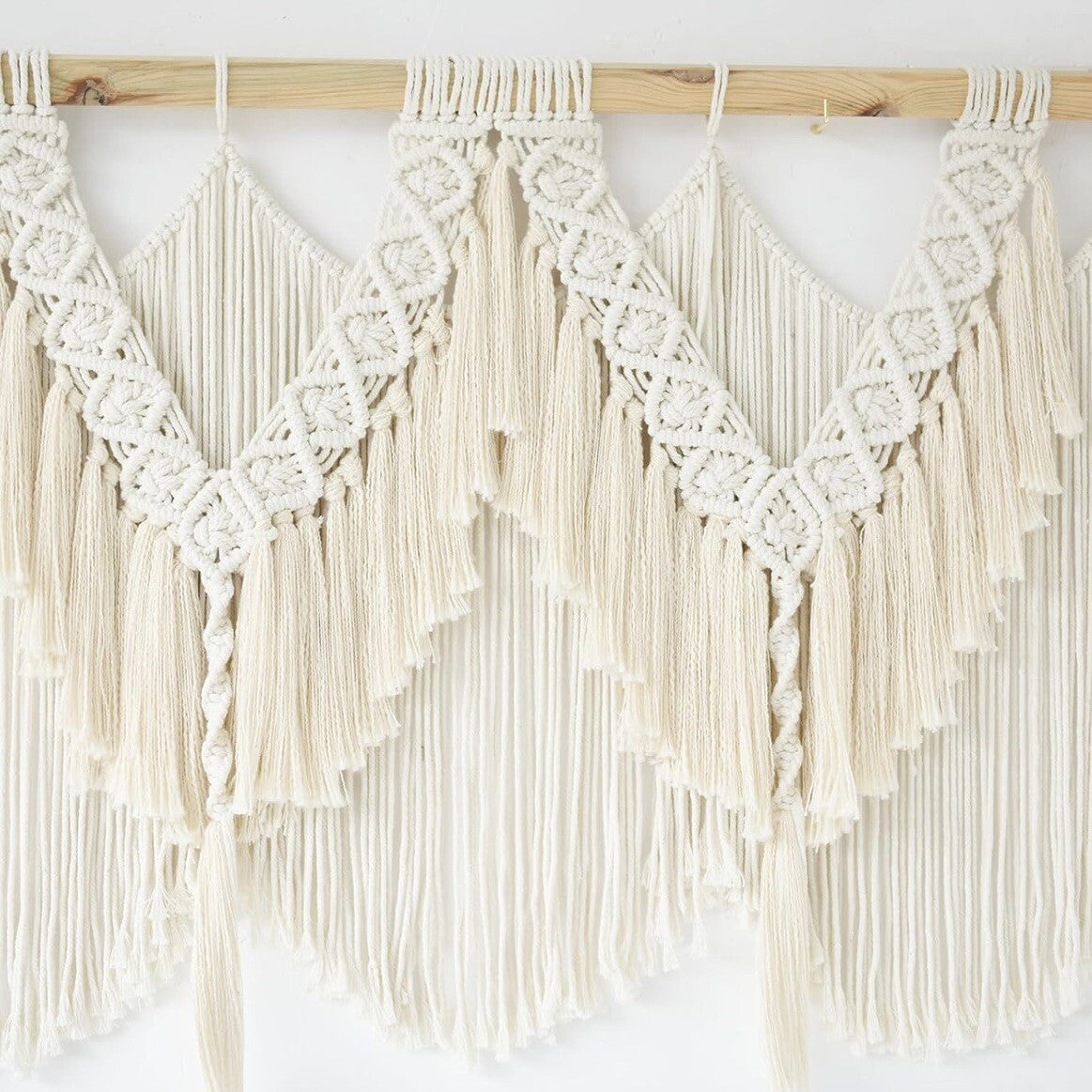 NEW Anthro XL Boho Cotton Tapestry Macrame Woven Dyed Yarn Wall Hanging 25 x 47