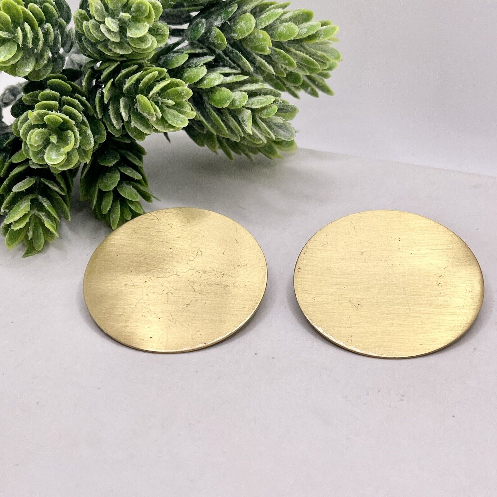 Free People Large Gold Disc Circular Statement Earrings Costume Jewelry