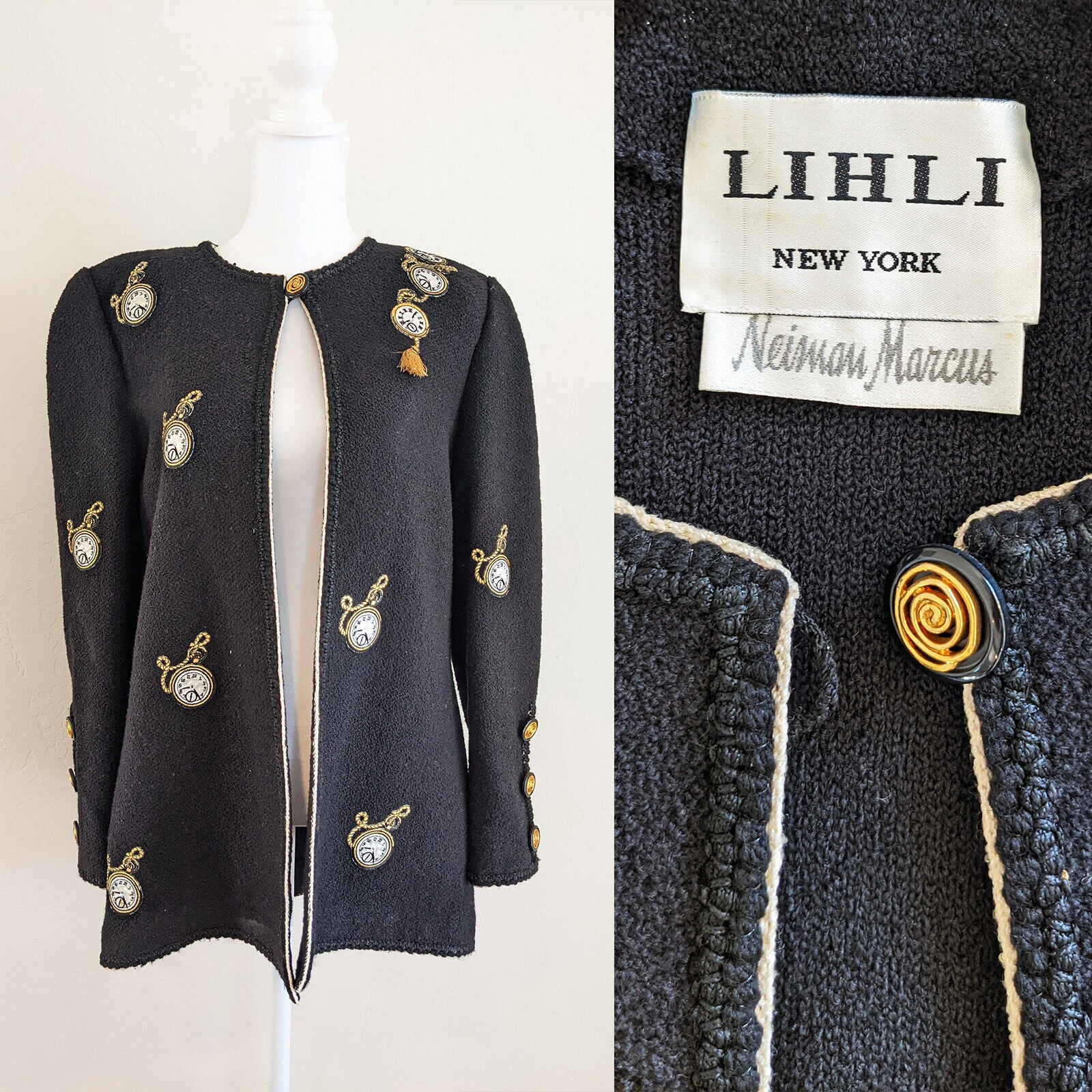 Vintage LIHLI 80's Sweater Cardigan Jacket  | Size 10 - 14 / Large (Retail $600