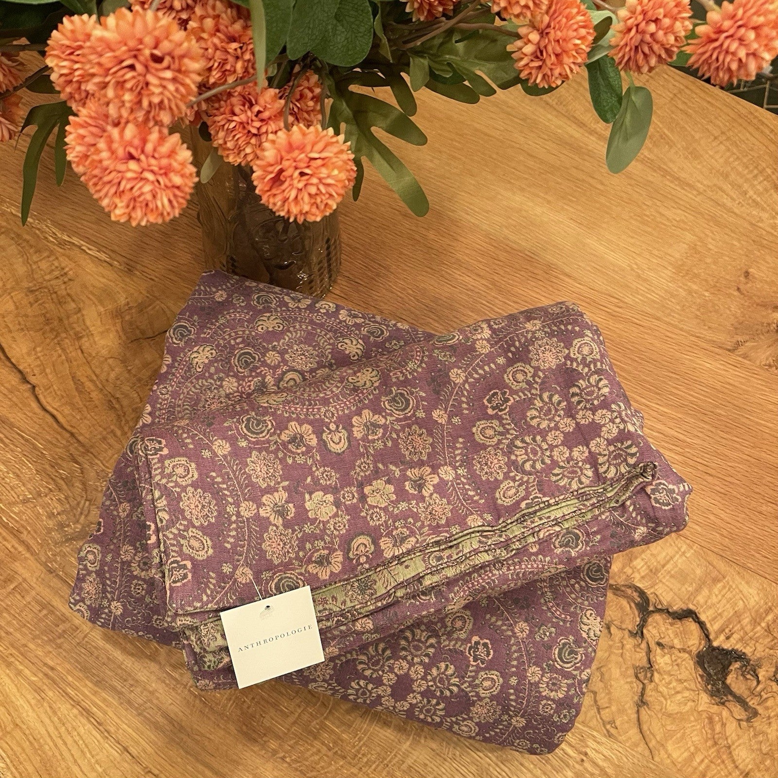 NEW Anthro Purple Muslin 100% Cotton Boho Queen King Bedding Duvet & Sham Case