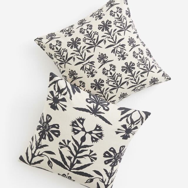 New Anthropologie Set/2 White Floral Boho Throw Pillow Cover Case Sham - 20 x 20