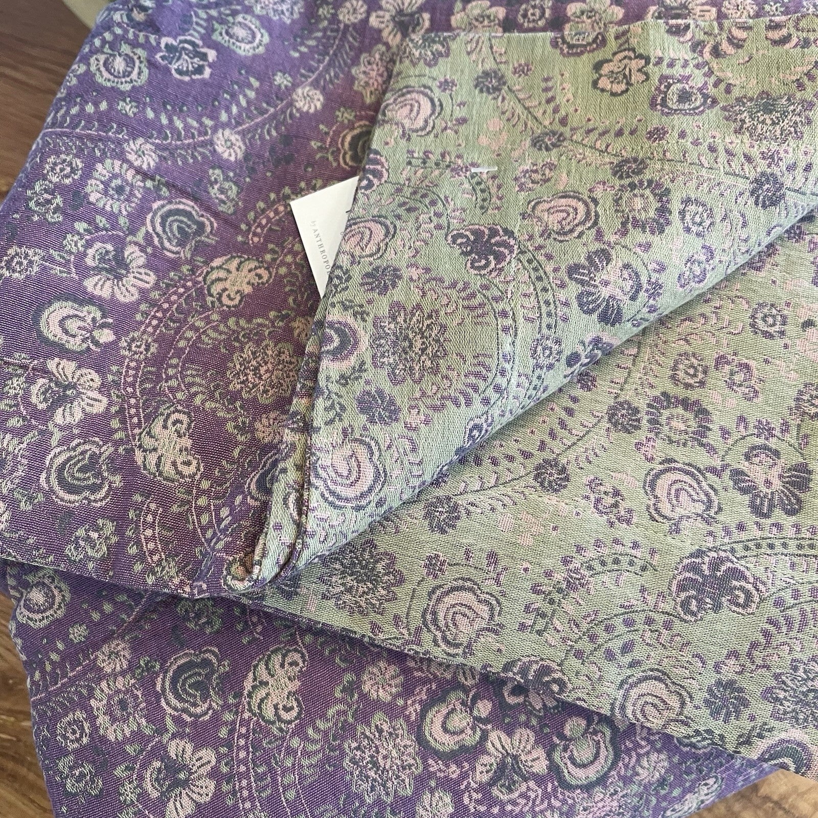 NEW Anthro Purple Muslin 100% Cotton Boho Queen King Bedding Duvet & Sham Case