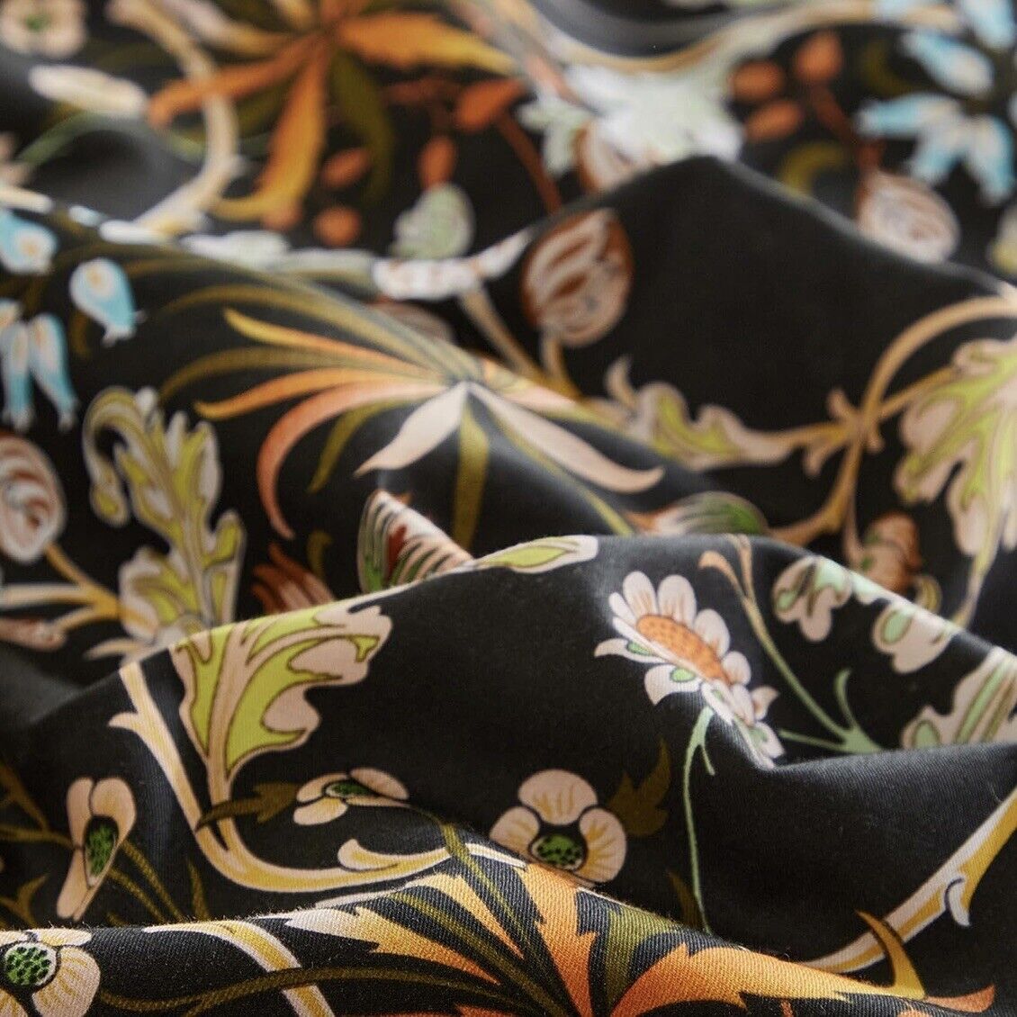 NEW Anthropologie Black Orange Floral Cotton Boho Queen Bedding Duvet & Sham Set