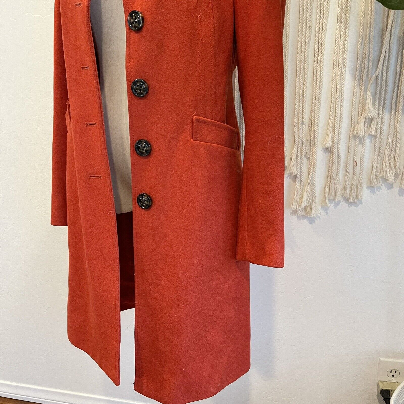 Victoria's Secret / Moda International Red Wool Trench Coat Jacket | Size Small 