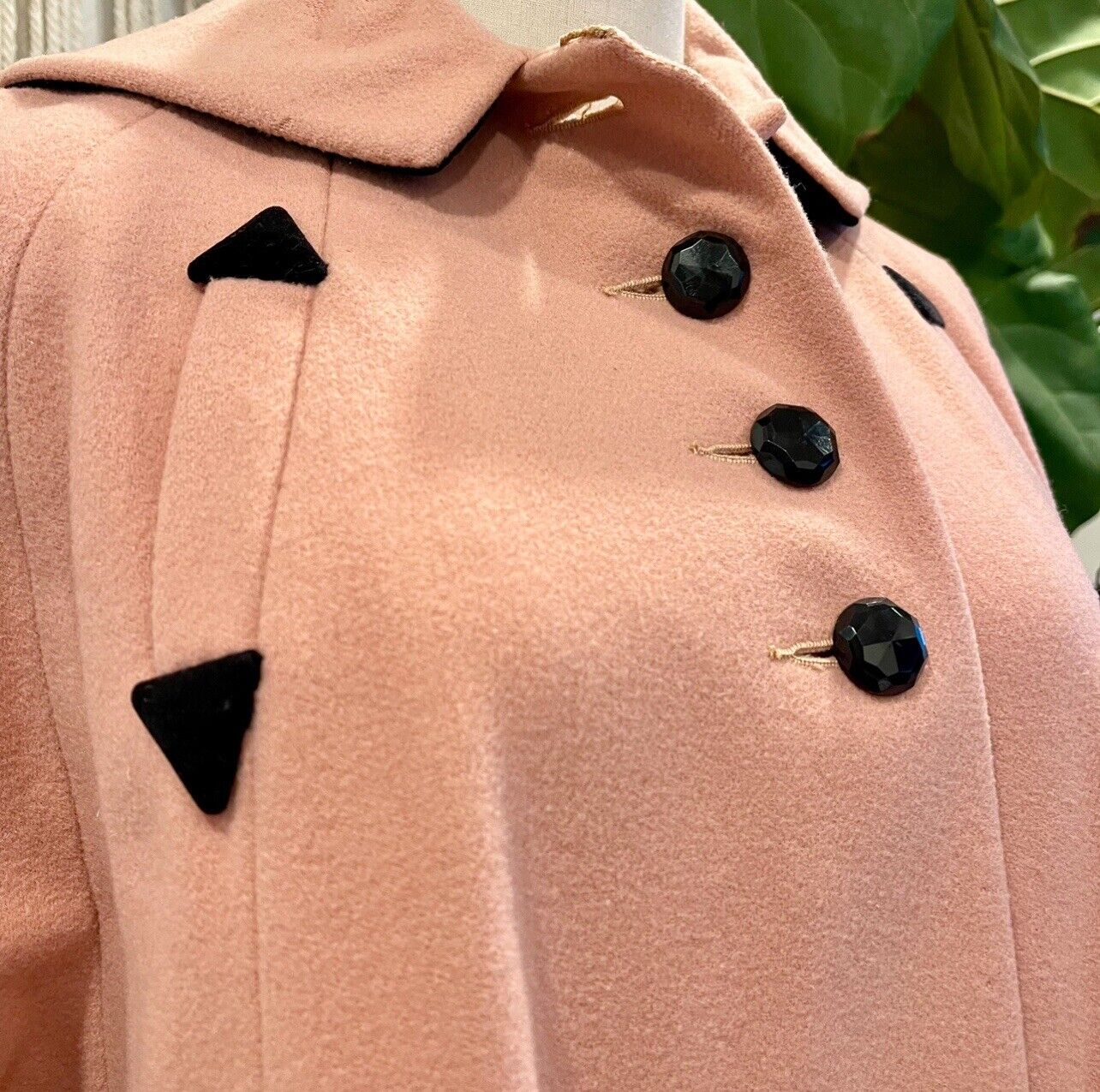 Vintage Lady Barrington Retro Dusty Pink Pea Coat Jacket Sweater - Size Small