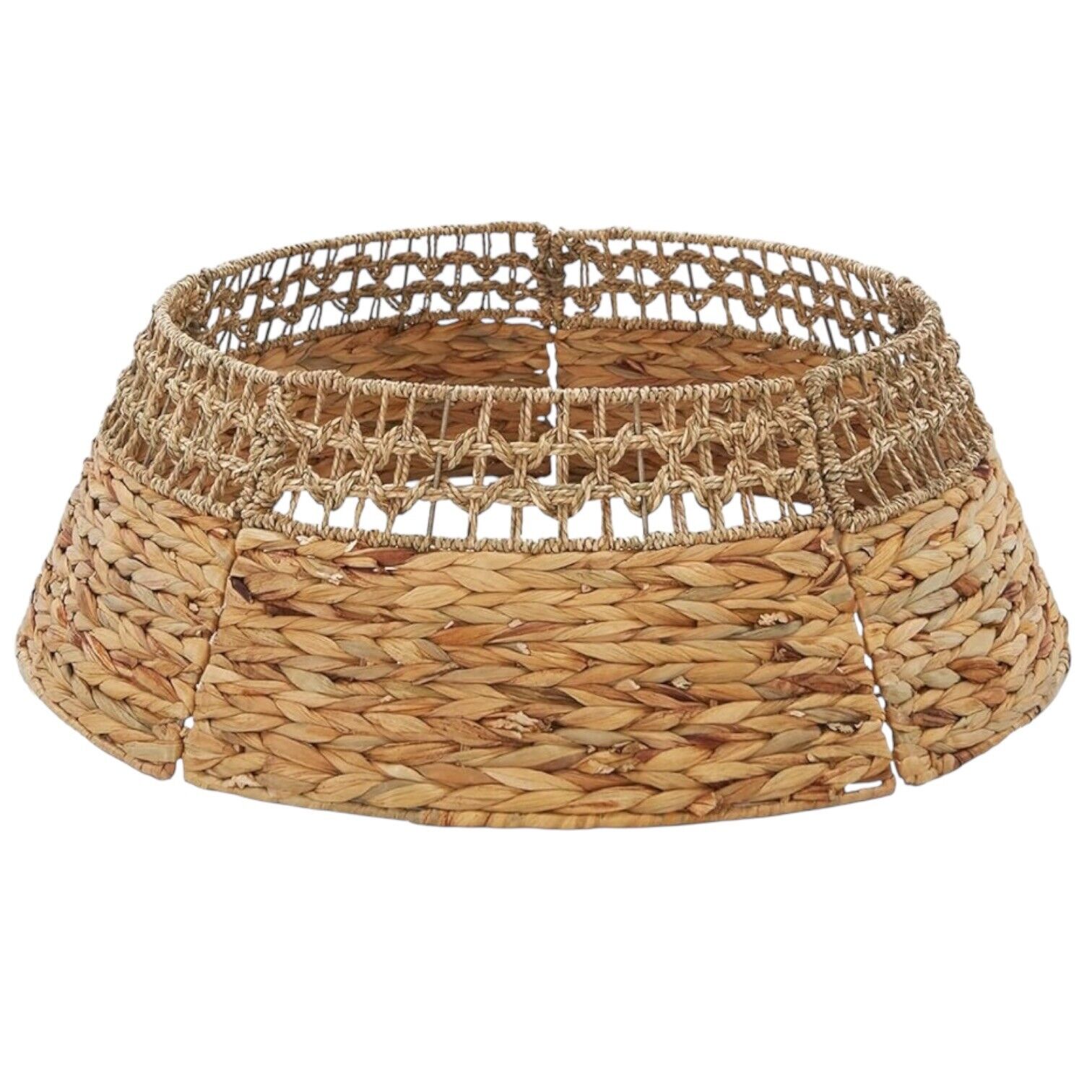 NEW West Elm Boho Rattan Wicker Grass Christmas Tree Basket Collar Skirt - 28" D