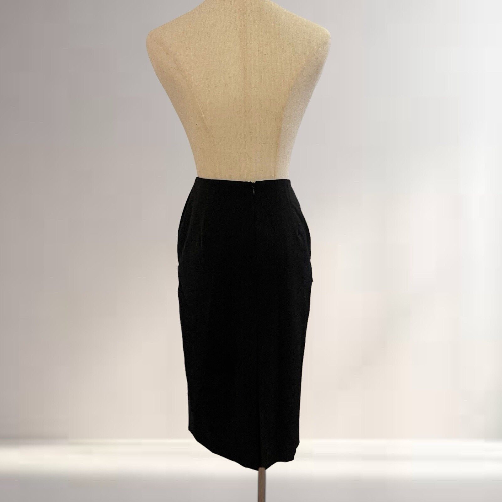 Vintage 90s Jean Paul Gaultier Black Pencil Skirt Side Buckle Belt - Size Medium