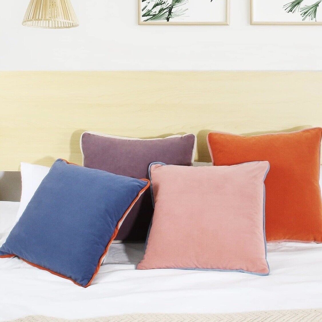 New Anthropologie (Set 4) Boho Velvet Throw Pillow Covers Cases Shams | 20 x 20