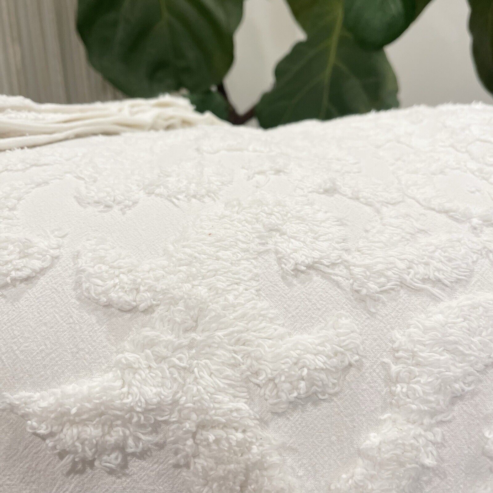 NEW Anthropologie White King Chenille Comforter Bedspread Blanket & Sham Set