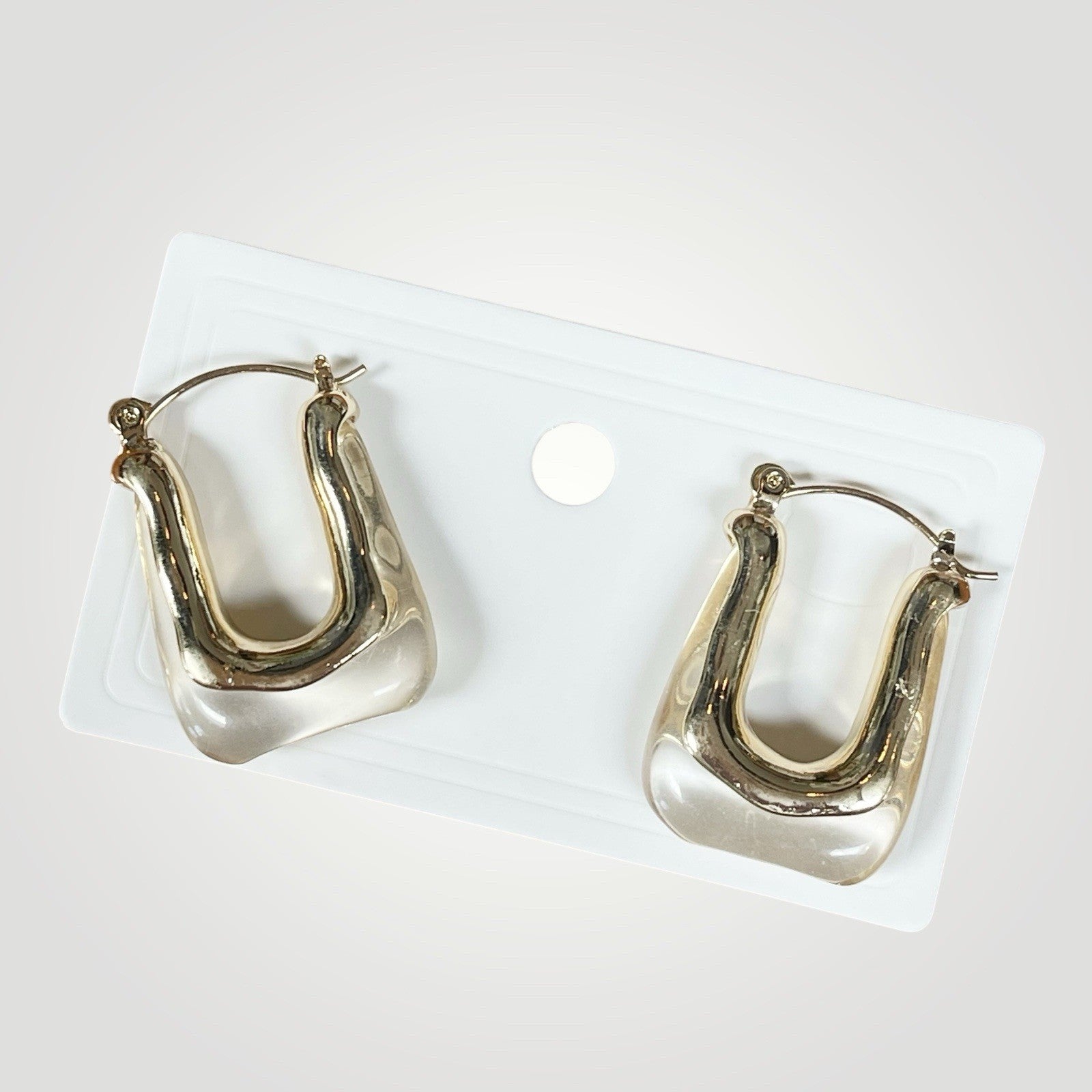 NEW Anthropologie Clear Resin & Gold Plated Chunky Hoop Dangle Earrings Jewelry