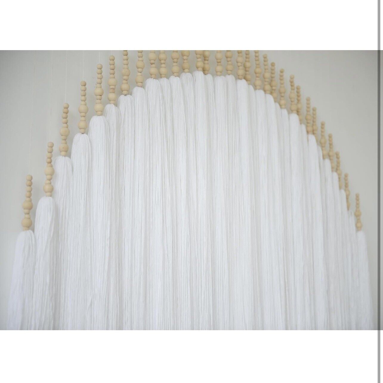 NEW Anthropologie Large Boho White Tassel Tapestry Round Beaded Wall Hanging 55"