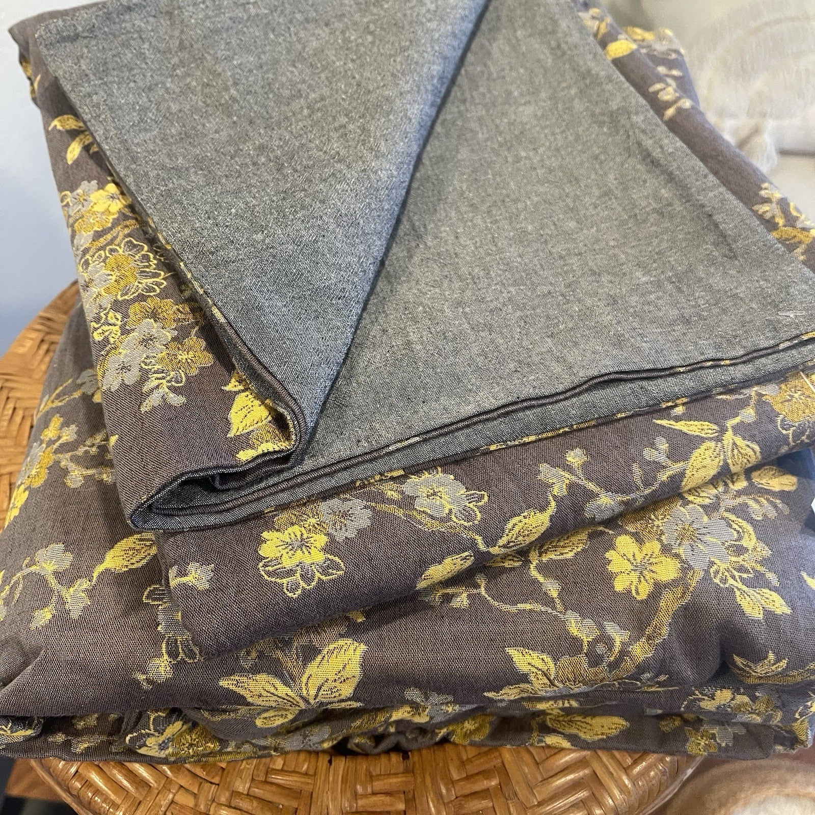 NEW Anthro Gold Jacquard 100% Cotton Reversible Boho King Bedding Duvet Sham Set