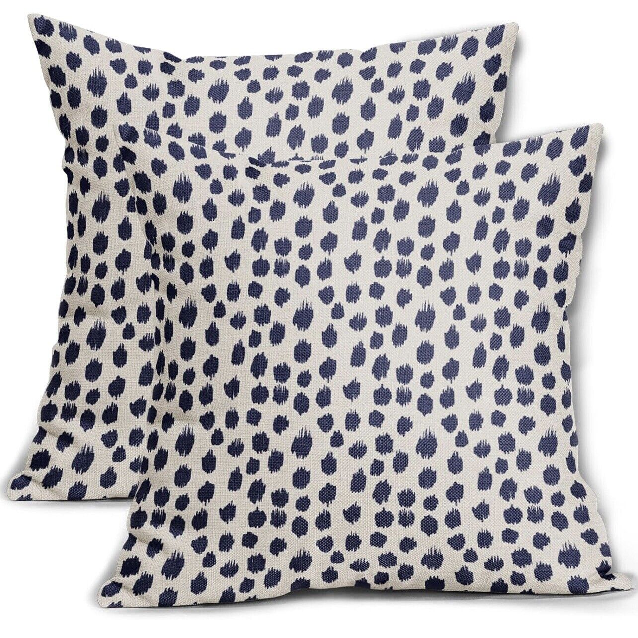 New West Elm Set 2 Navy Blue Boho Embroidered Throw Pillow Case Cover Sham 18x18