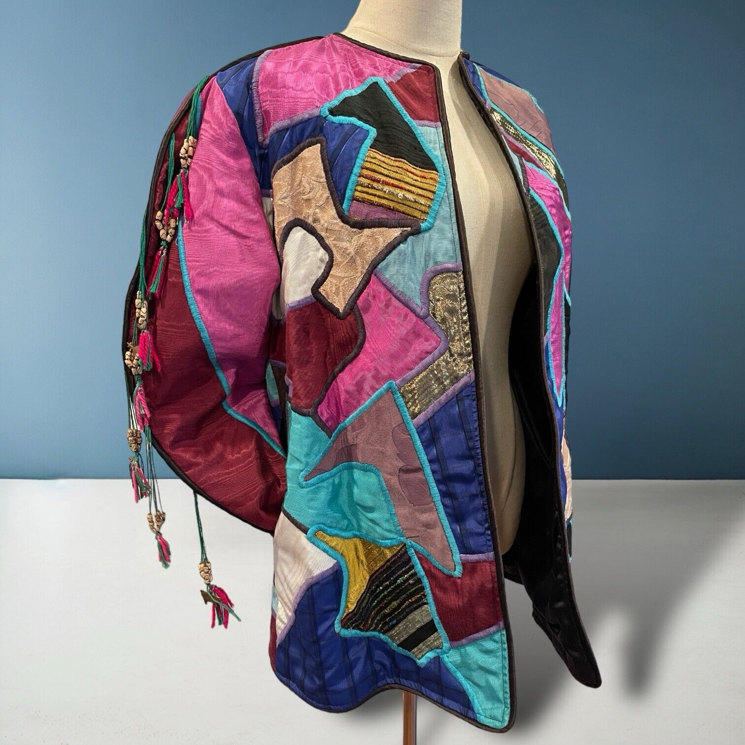 Vintage La Coleccion Judith Roberts Art Kimono Jacket Sweater Coat - Size Small