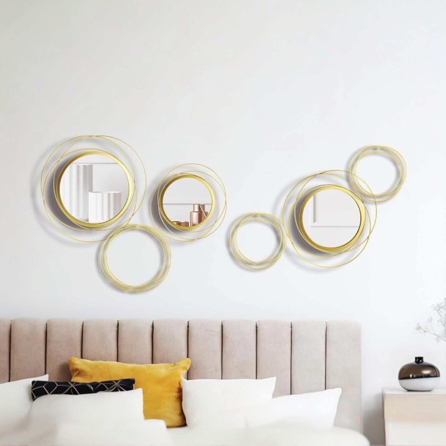 NEW West Elm XL Gold Asymmetrical 6 Piece Mid-Century Modern Wall Mirror Set