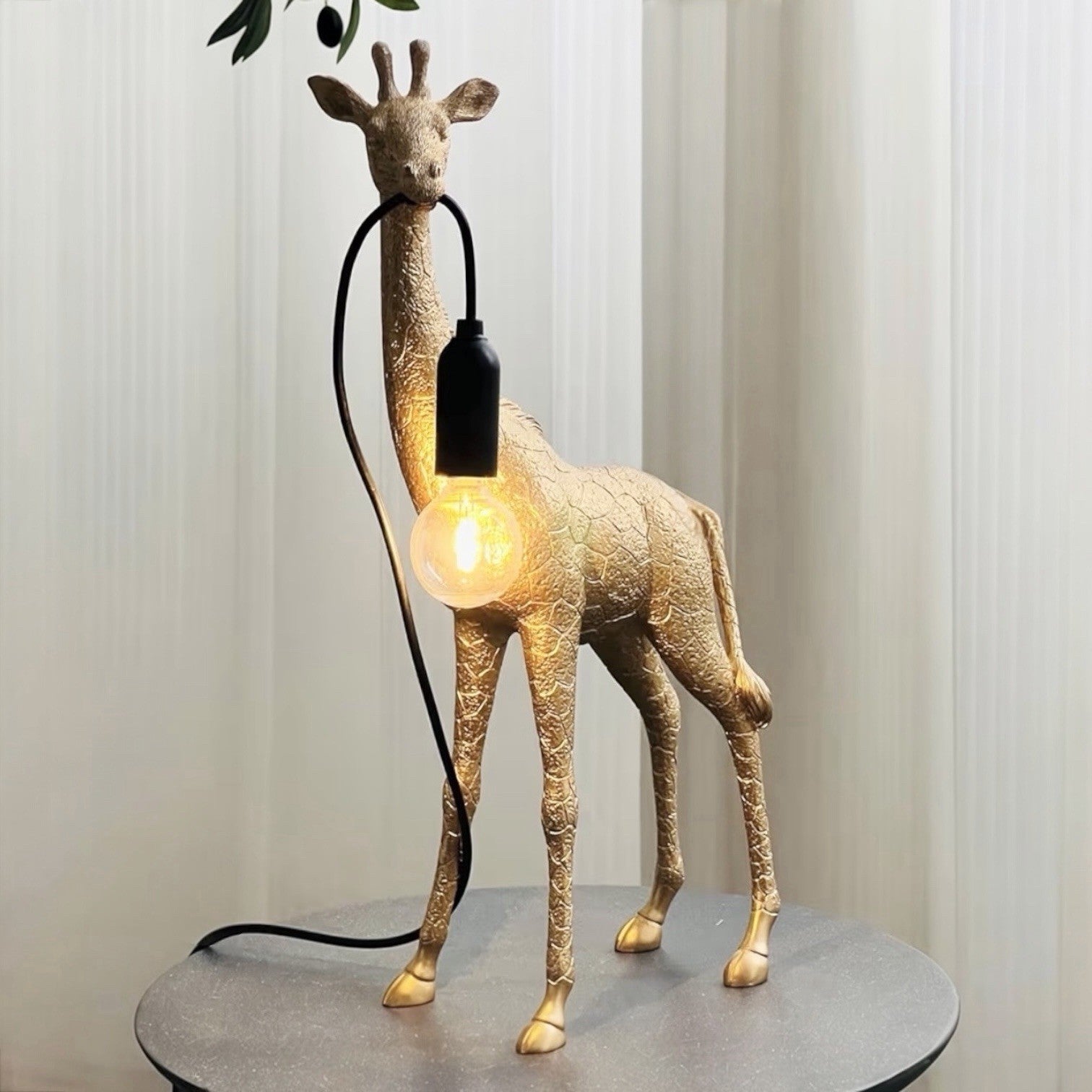 NEW Anthropologie Large Gold Boho Giraffe Table Lamp Lighting Art Deco Set - 14"
