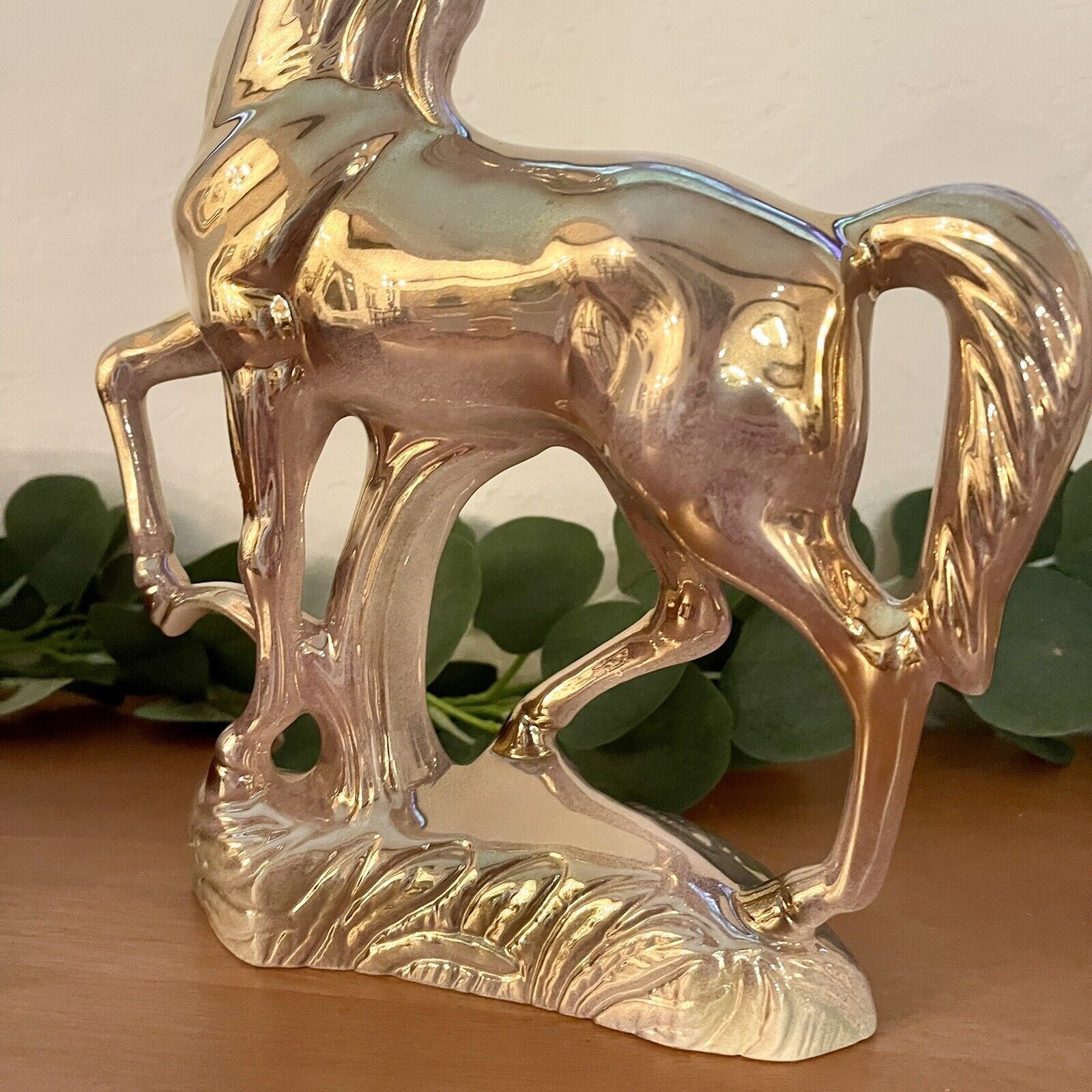 Vintage Stewart B. McCulloch Iridescent Glass Horse Pony Figurine Statue 1940's