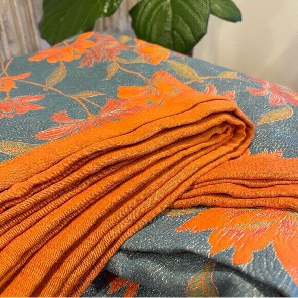 NEW Anthropologie Blue Orange Reversible Queen / King Bedspread Blanket Sham Set