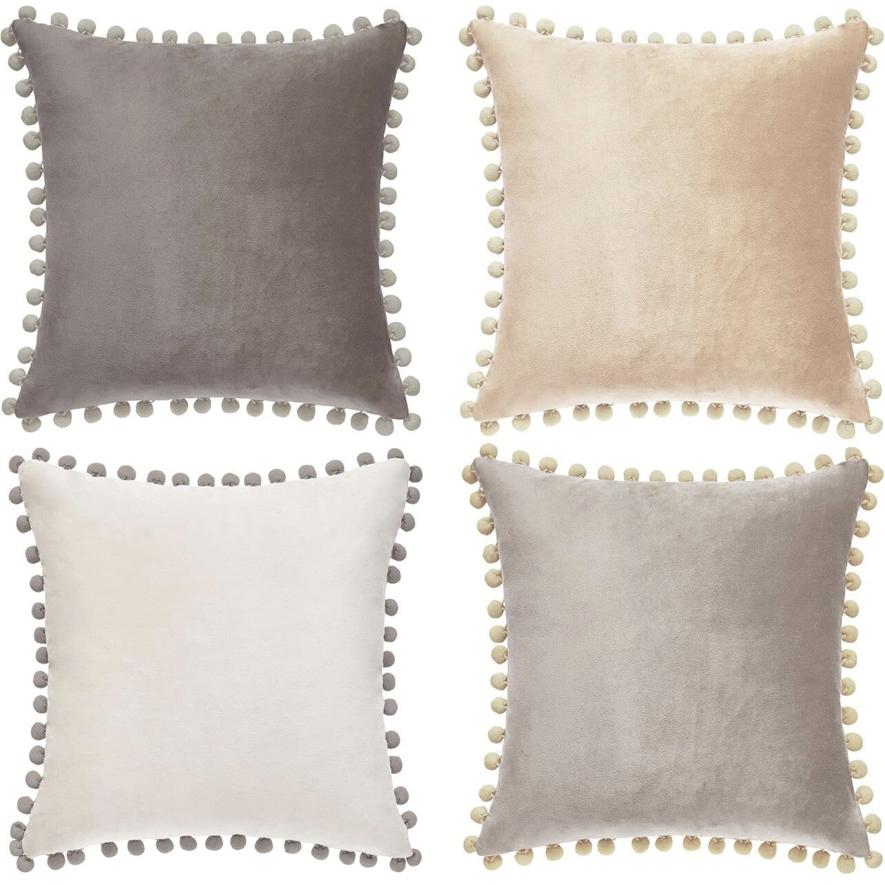 NEW Anthro (Set 4) Boho Velvet Throw Pillow Covers Cases Shams 18" x 18"