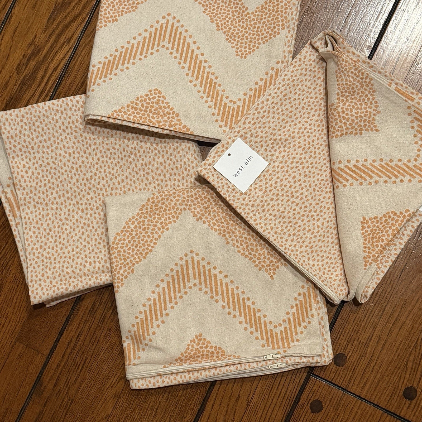 NEW West Elm (Set 4) Yellow Geometric Boho Throw Pillow Cover Shams 20" x 20"