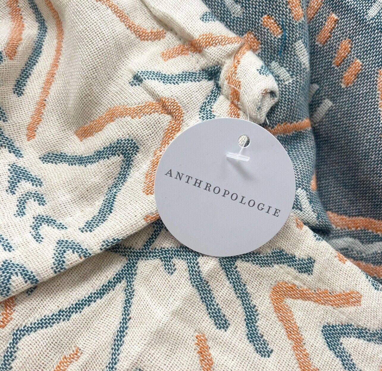 New Anthropologie Boho Knit Geometric Throw Blanket Bedspread Quilt - 102" x 60"