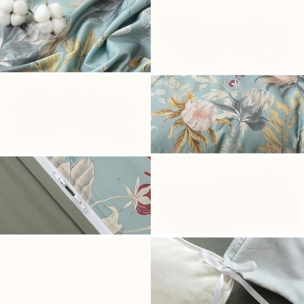NEW Anthro Blue Floral Multicolor Full Queen King Cotton Bedding Duvet Sham Set