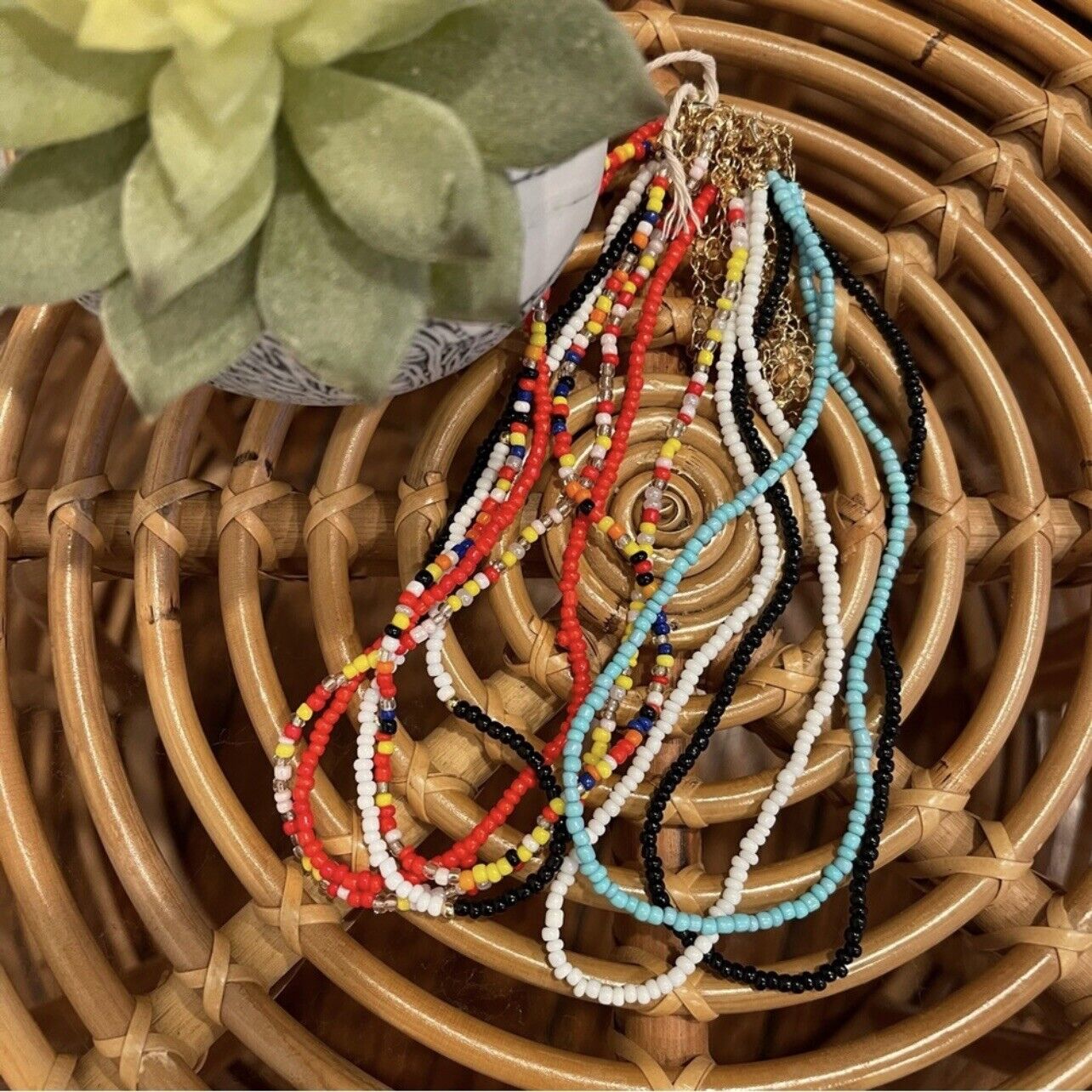 NEW Free People Multicolor Boho Beaded Layered Choker Necklace Retro Jewelry Set