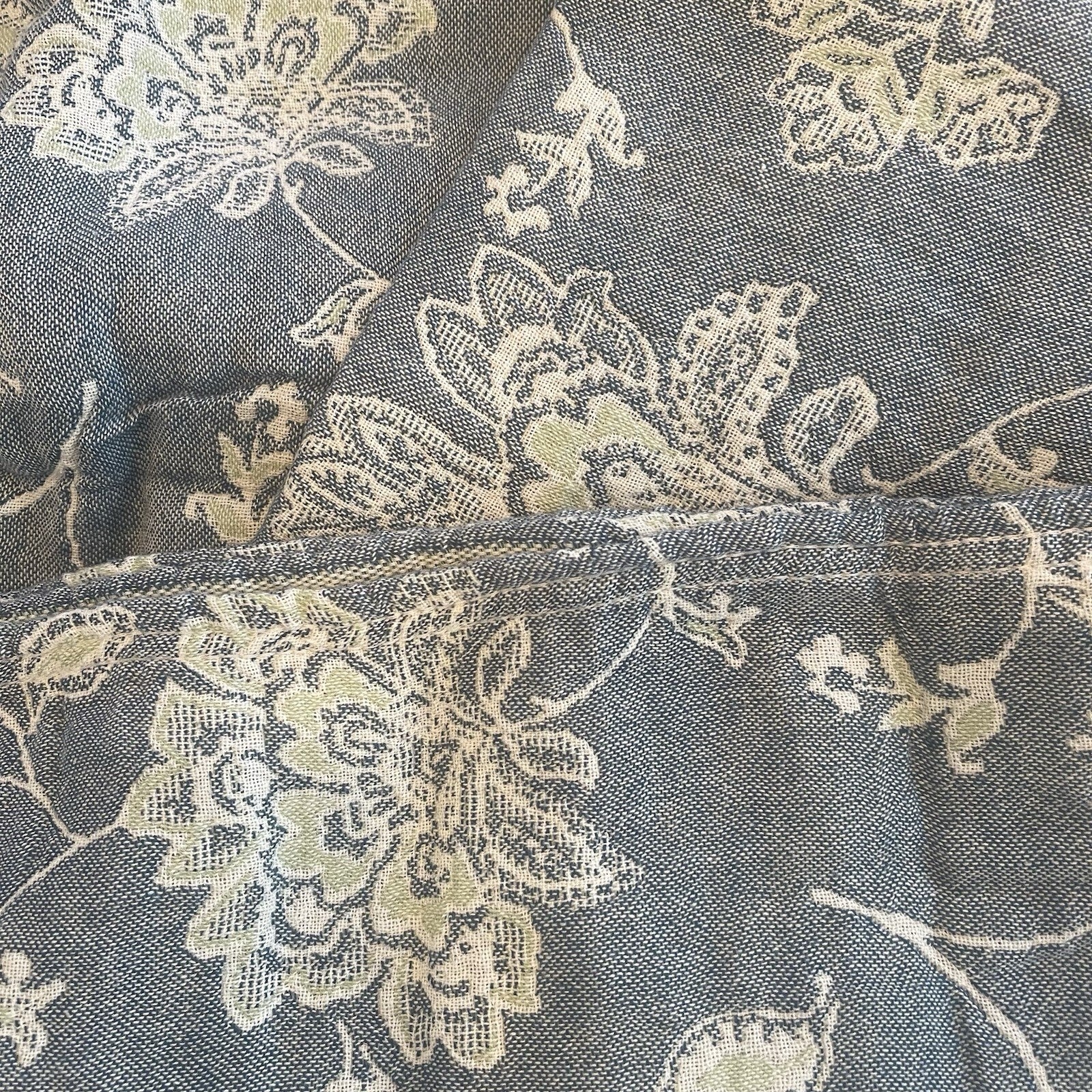 NEW Anthropologie Boho Floral Muslin Reversible Throw Blanket Quilt 60" x 80"