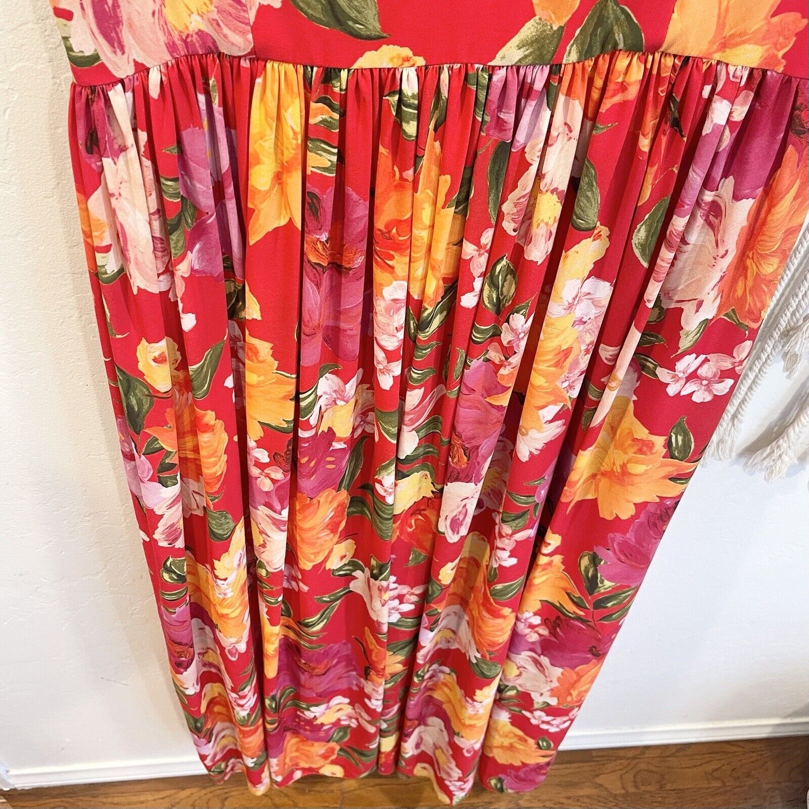 Ronny Kobo Floral Multicolor Boho Crepe Sallee Maxi Gown Dress - Size Large / XL