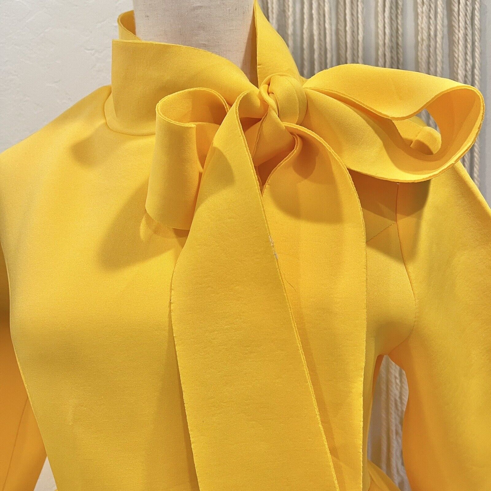 Vintage 60's Yellow Sculptural Ruffle Mod Cocktail Dress EY Boutique - Large