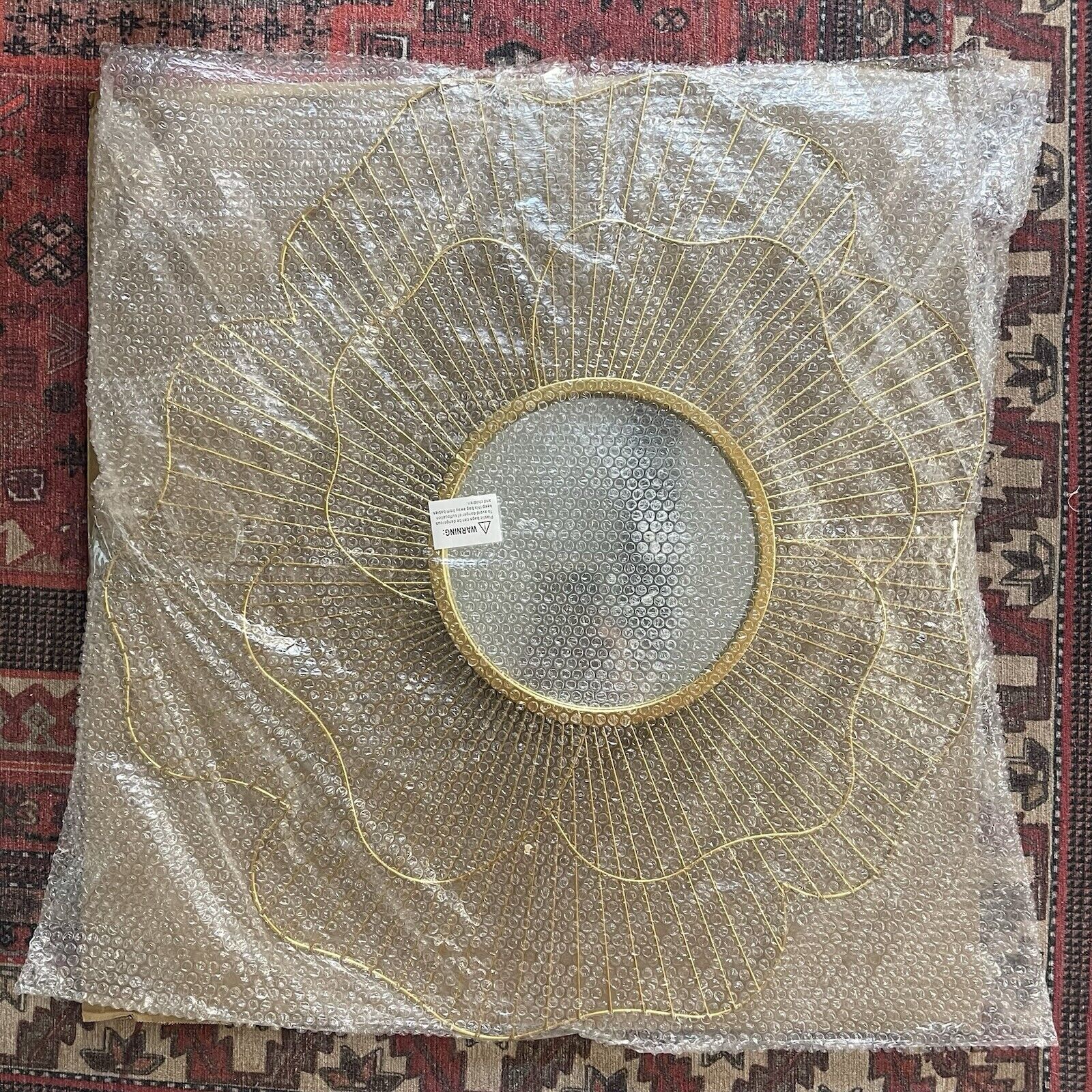 NEW West Elm XL Gold Asymmetrical Flower Mid-Century Modern Hanging Wall Mirror