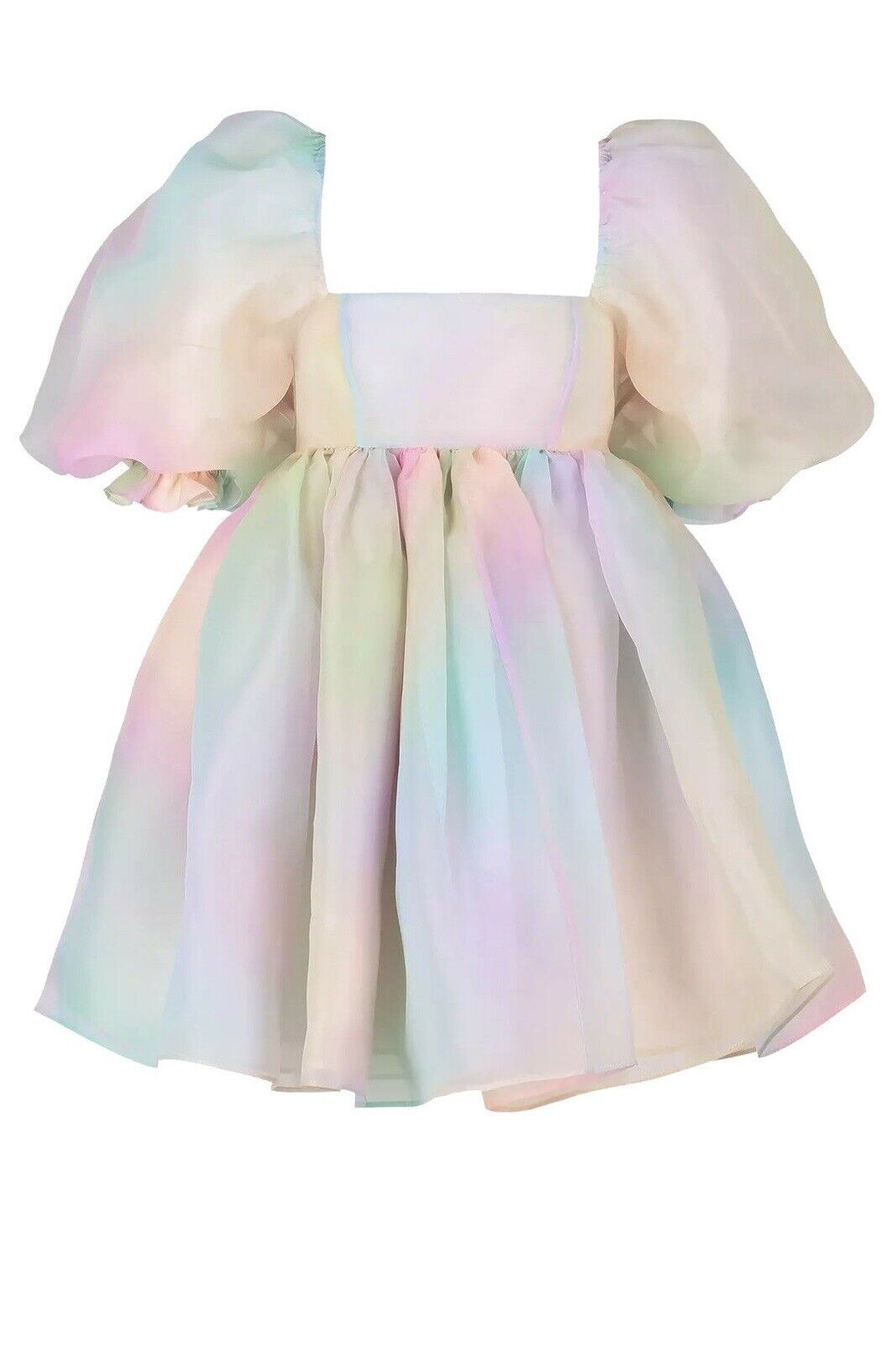 Selkie Stunning Multicolor Organza Rainbow Puff Mini Party Dress Size Large / XL