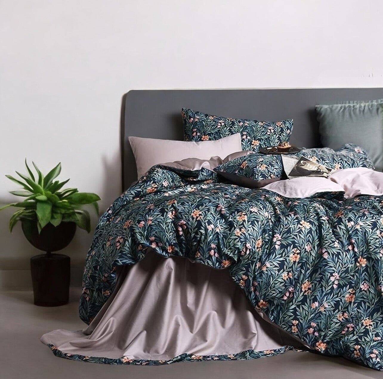 NEW Anthropologie Blue Paisley Boho Queen Bedding Duvet Floral Sham Case Set