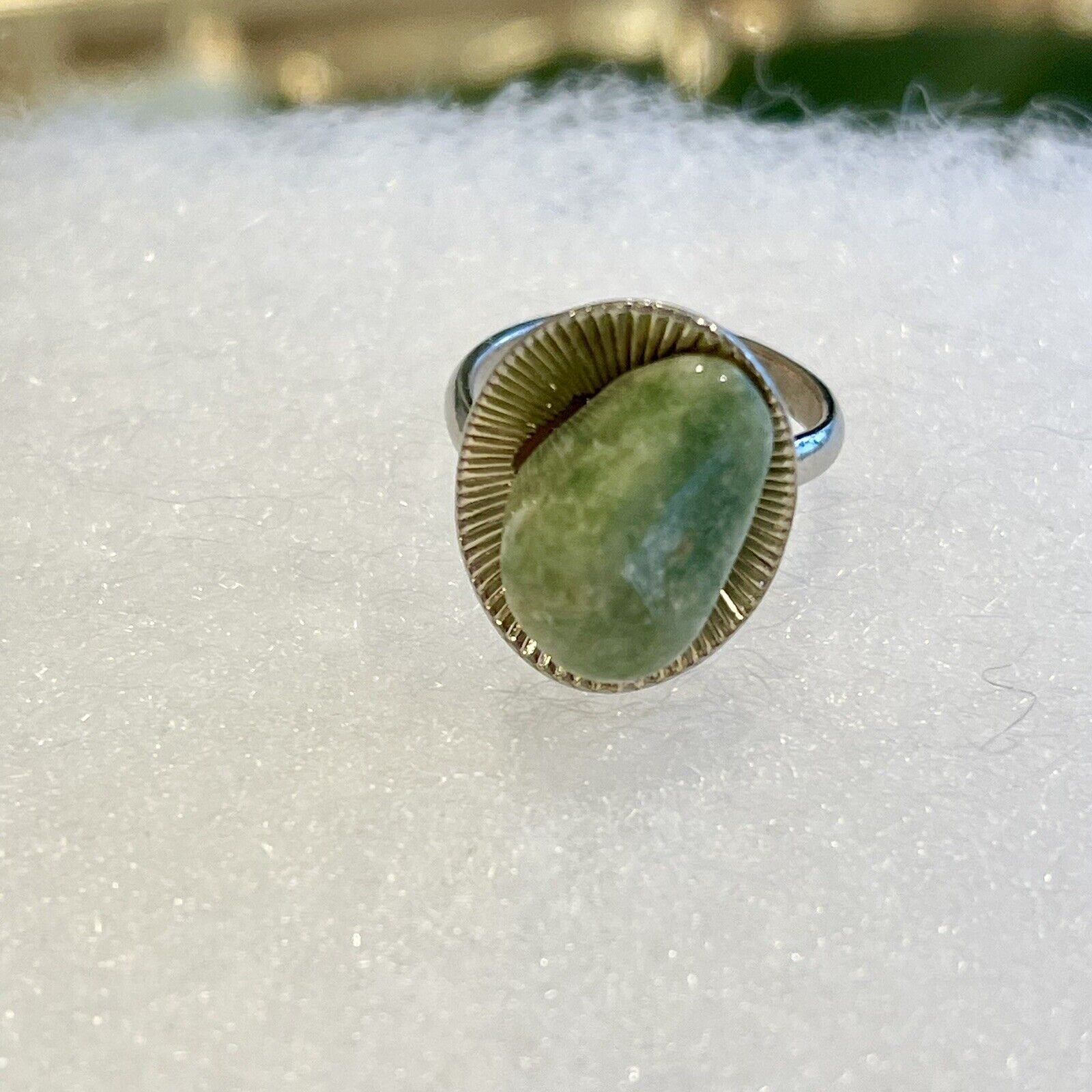 Vintage 1960's Silver & Turquoise Stone Gem Boho Cocktail Ring Costume Jewelry