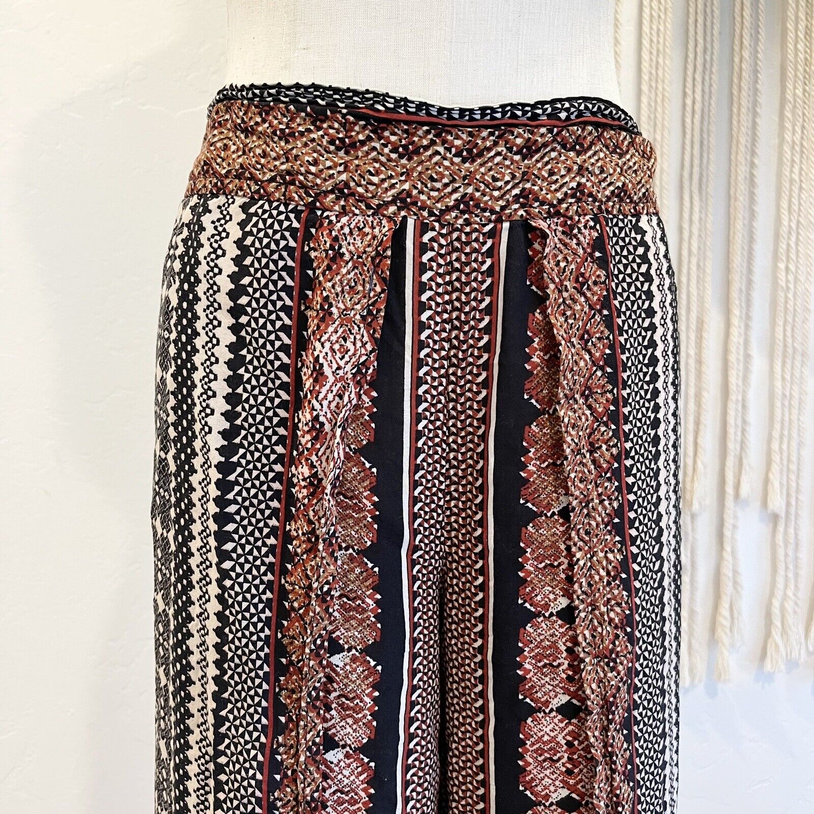 Free People Boho Aztec Print Elastic Drapy Harem Jogger Pants - Size Medium