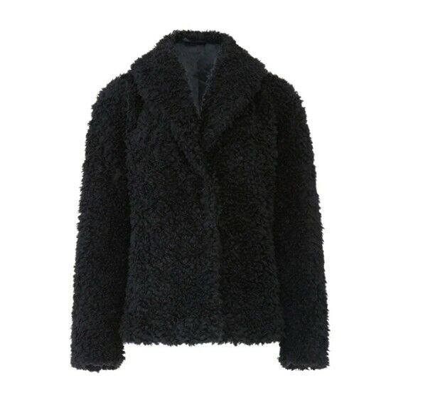 John & Jenn – Black Faux Shearling Coat Jacket | Size Large / 10 - 12