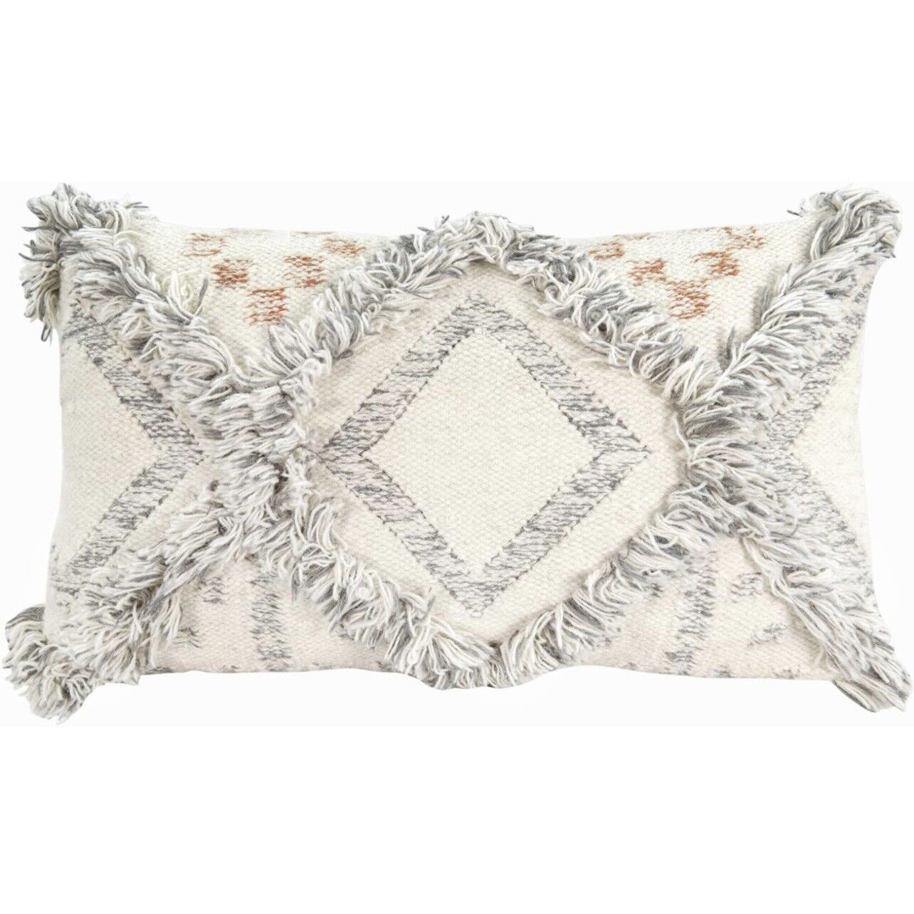 NEW West Elm Boho Tassel Woven Knit Lumbar Throw Pillow & Insert - 12" x 22"