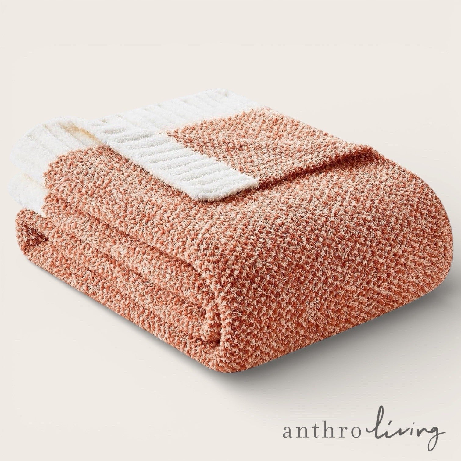 NEW Anthro Red Orange Ultra Soft Boho Chunky Knit Throw Blanket Bedding 50 x 60