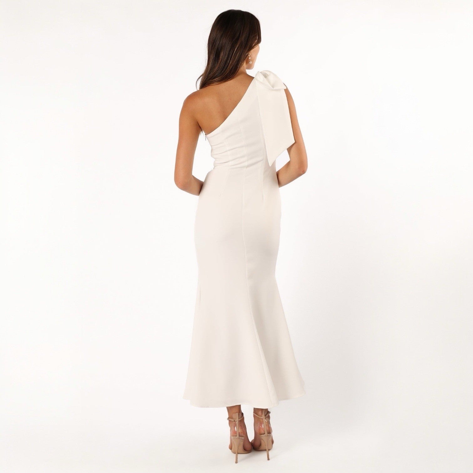NEW Anthro / Petal & Pup White One Shoulder Midi Cocktail Dress Gown Small XS