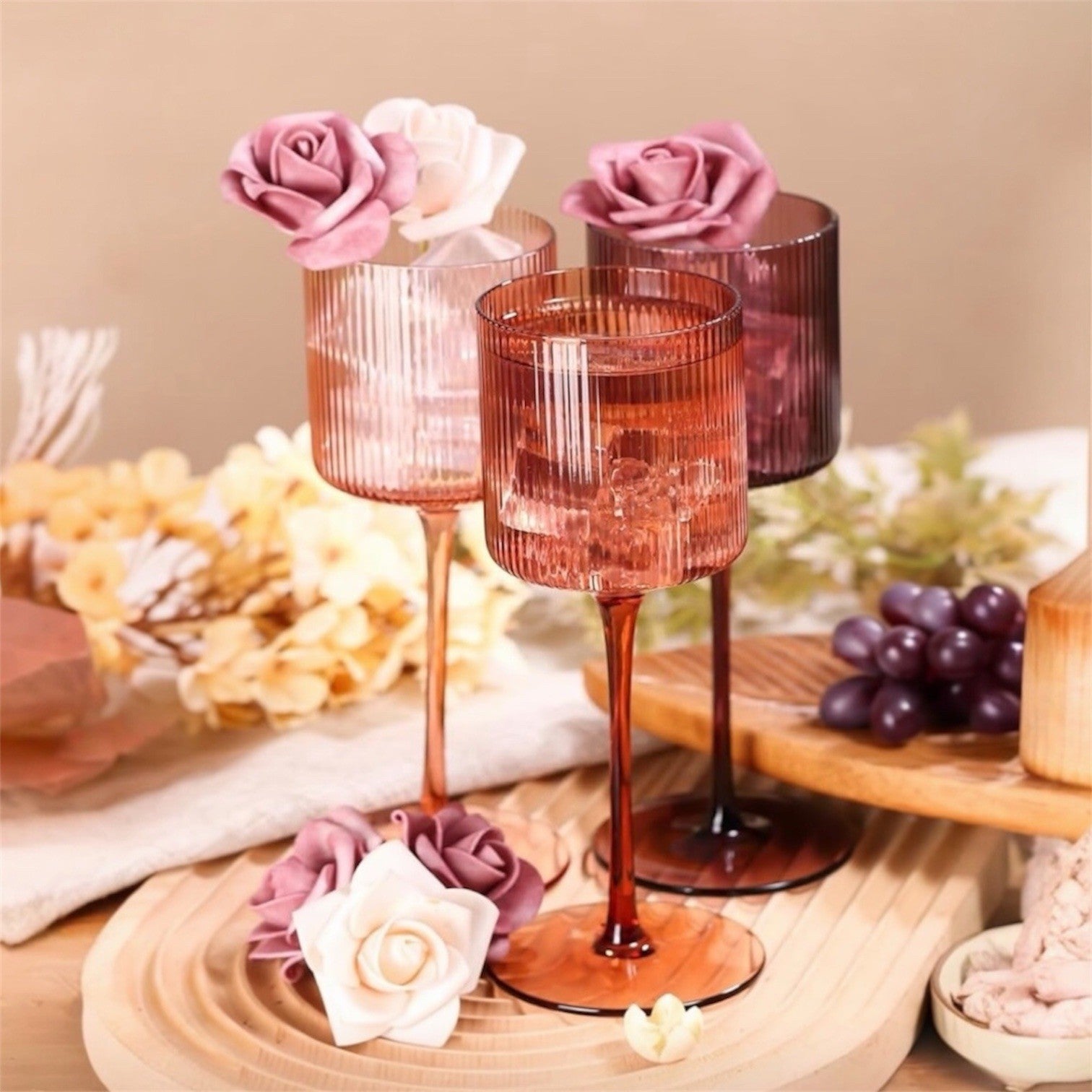 NEW Anthropologie (Set of 6) Colorful Stemmed Wine Glasses Drinkware Bar Cups