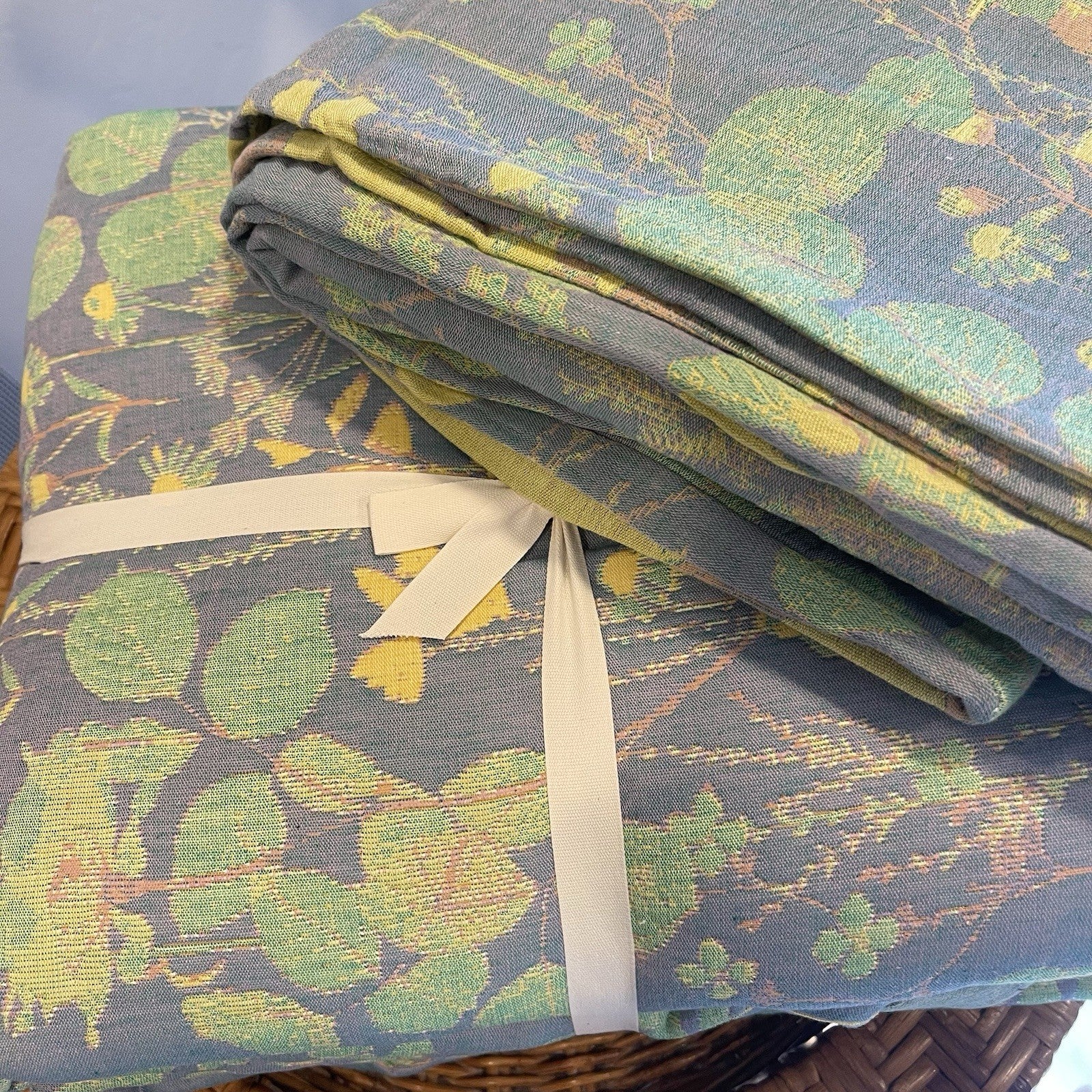 NEW Anthro Blue Green Floral Reversible King Size Bedspread Blanket Sham Set