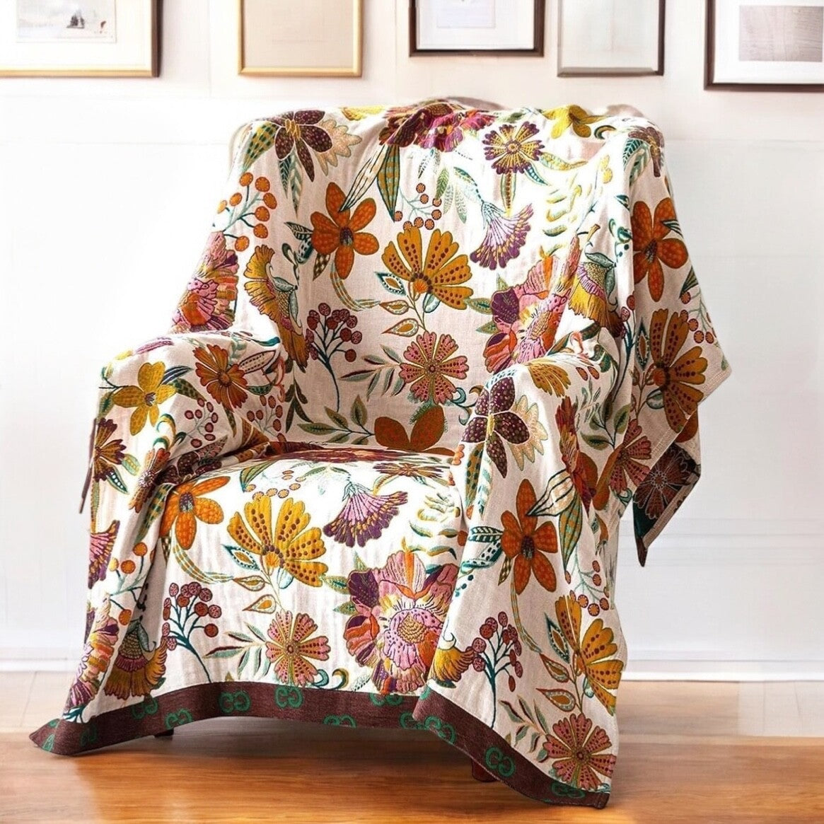 NEW Anthropologie Boho Floral Reversible Queen Blanket Bedspread Quilt 90" x 98"