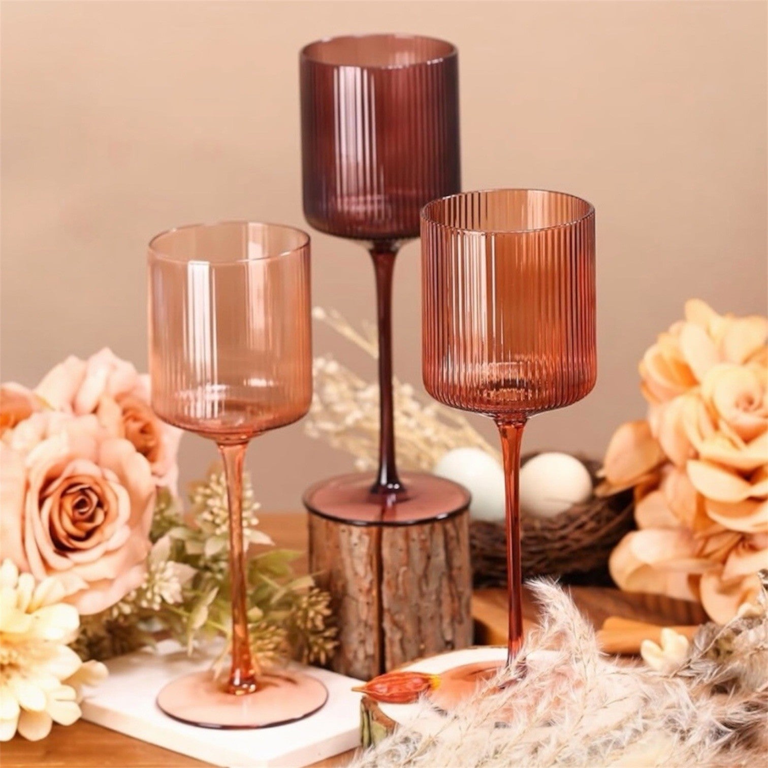NEW Anthropologie (Set of 6) Colorful Stemmed Wine Glasses Drinkware Bar Cups
