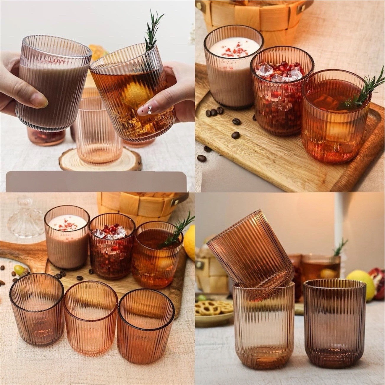 NEW Anthropologie (Set of 6) Colorful Stemless Wine Water Glasses Drinkware Cups
