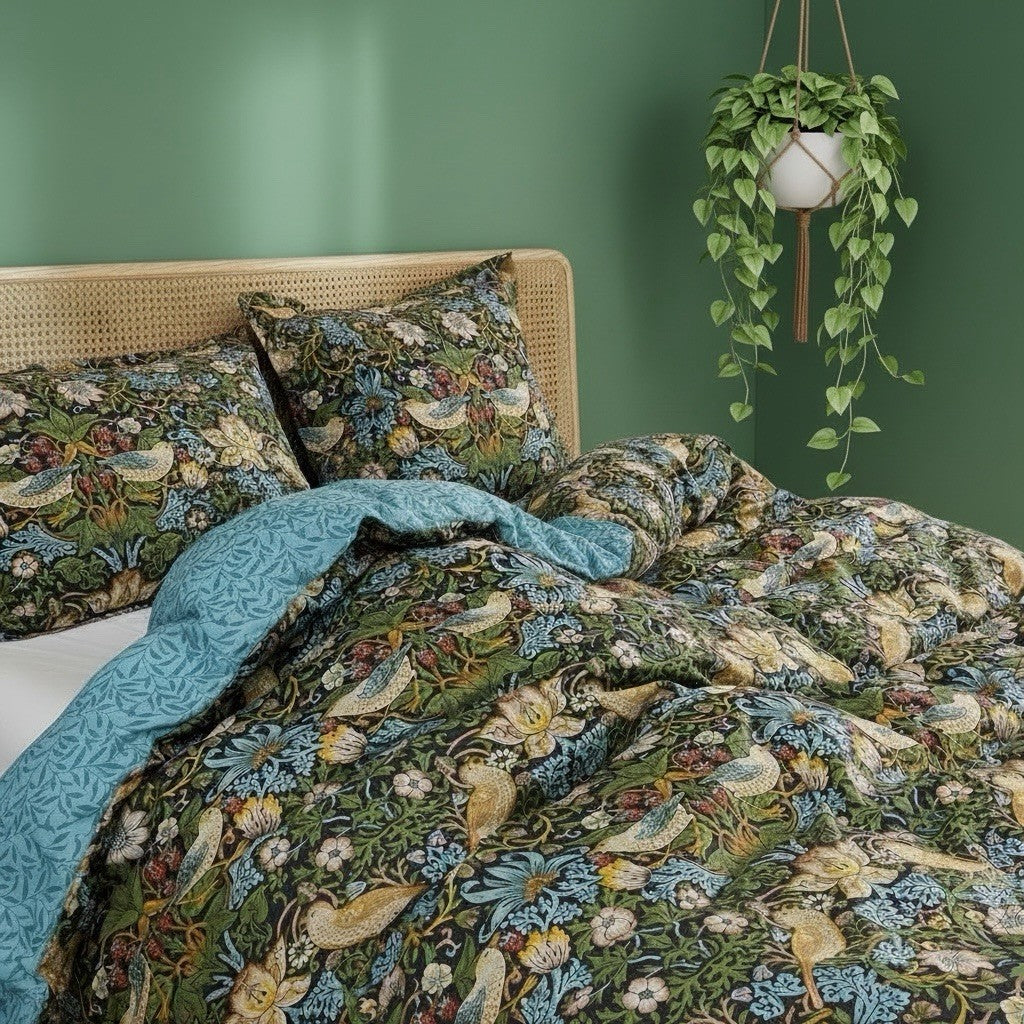 NEW Anthropologie Multicolor Bird Boho Print Queen King Bedding Duvet & Sham Set