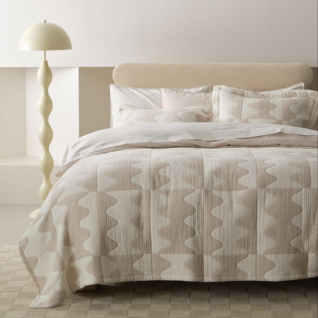NEW Anthropologie Cream Boho King Geometric Comforter Quilt Bedding Sham Set