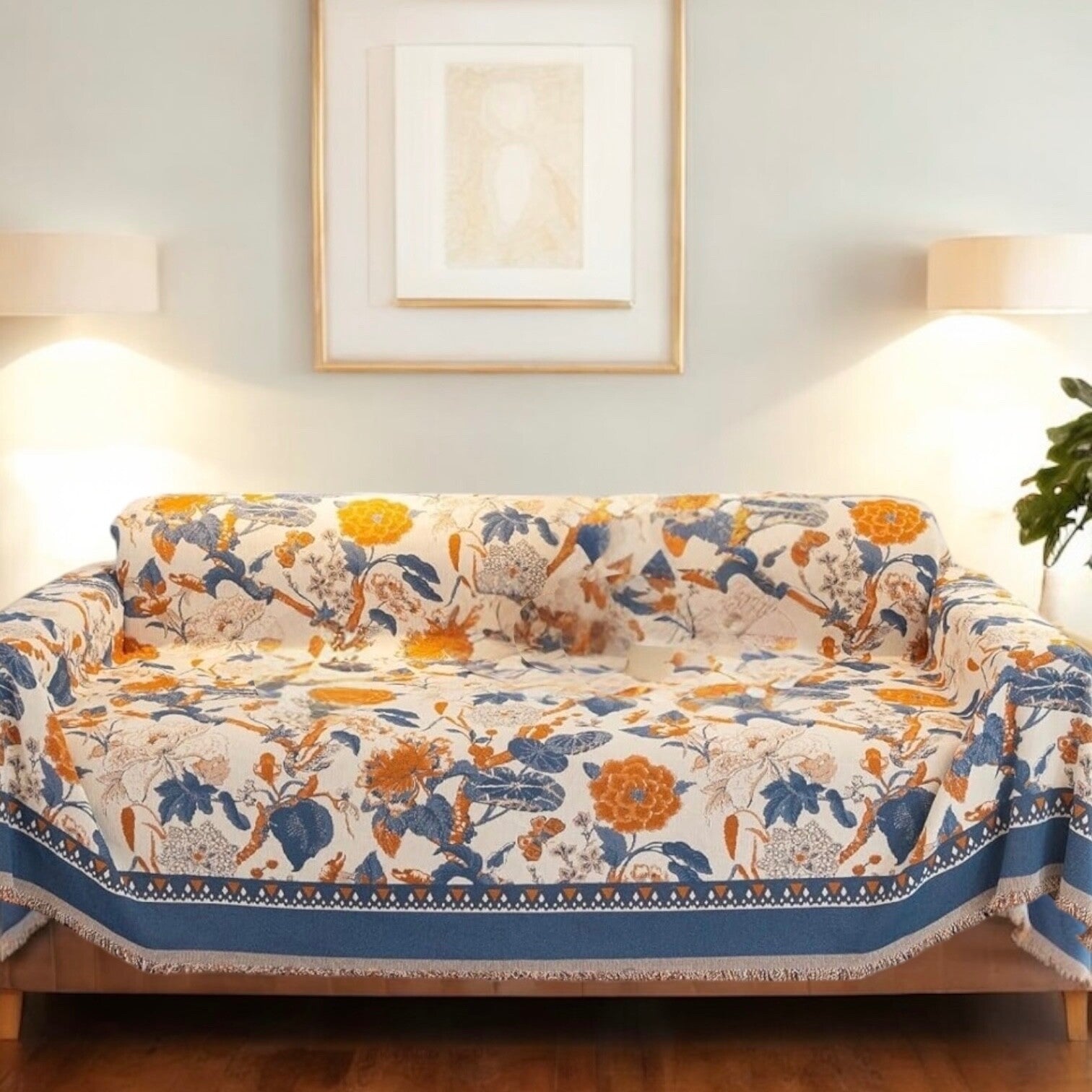 NEW XL Anthro Boho Queen Floral Throw Blanket Bedspread Quilt - 80" x 90"