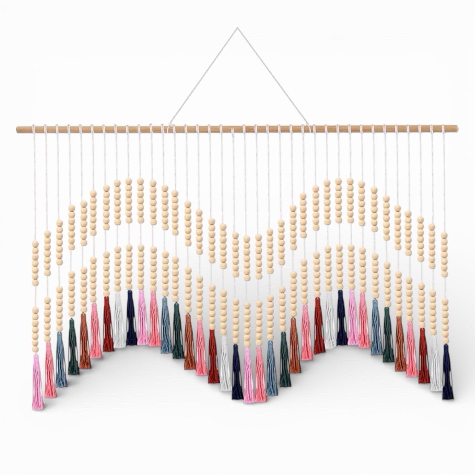 NEW Anthropologie XL  Colorful Tapestry Beaded Tassel Macrame Wall Hanging 70x35